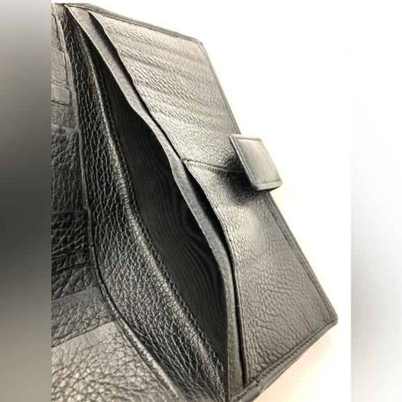 GUCCI VINTAGE GUCCISSIMA GG CANVAS LEATHER LONG WALLET BLACK - Picture 15 of 16